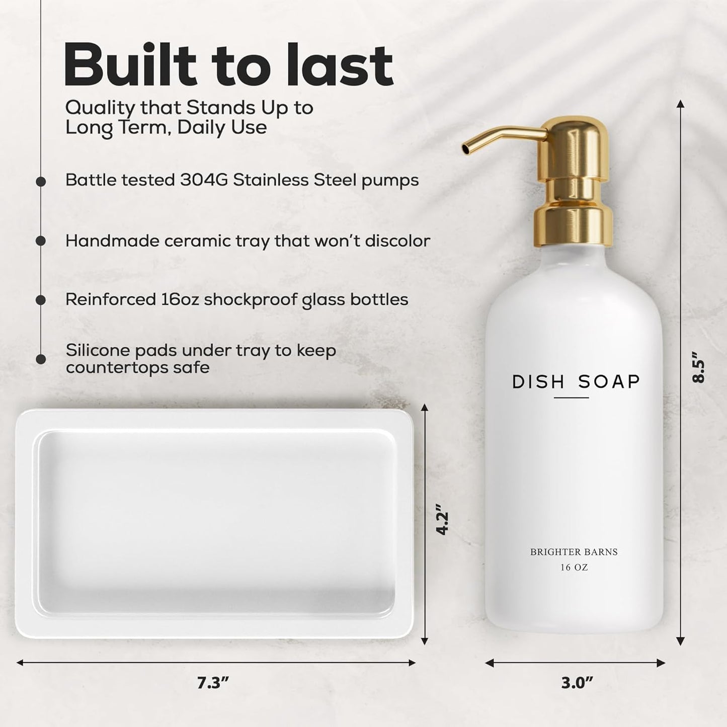 Tray / Glass Hand and Dish Soap Dispenser Set by / Gold Hd