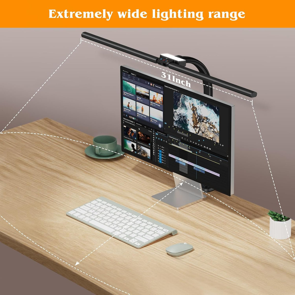 AKRRYR Led Desk Lamp for Home Office,24W Bright Eye-Caring Desk Light with Clamp,5 brightness and 5 temperatures