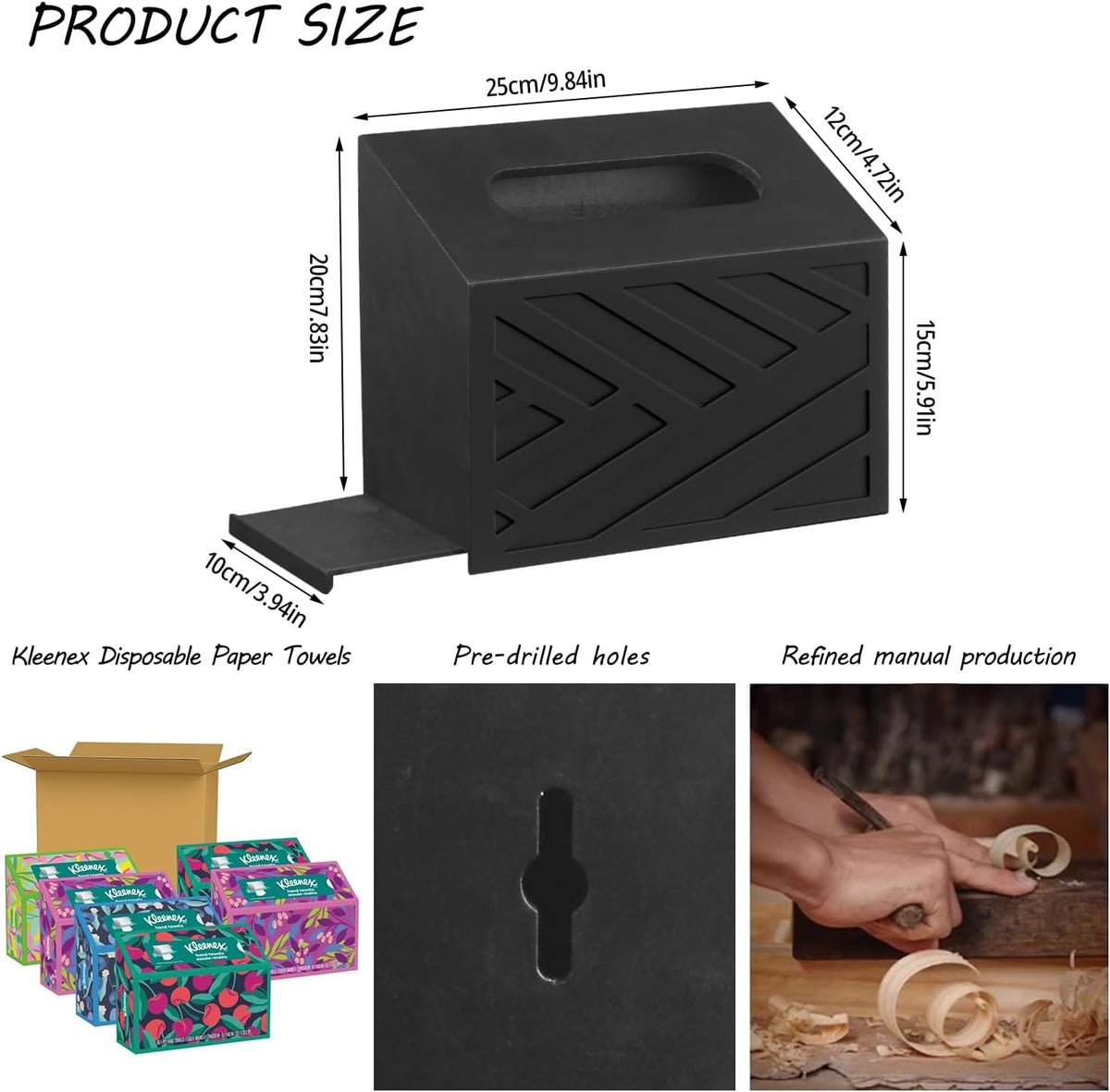 Hand Towel Holder Compatible with Kleenex Disposable Paper Hand Towels | Modern Hand Towels Box Cover, Wood