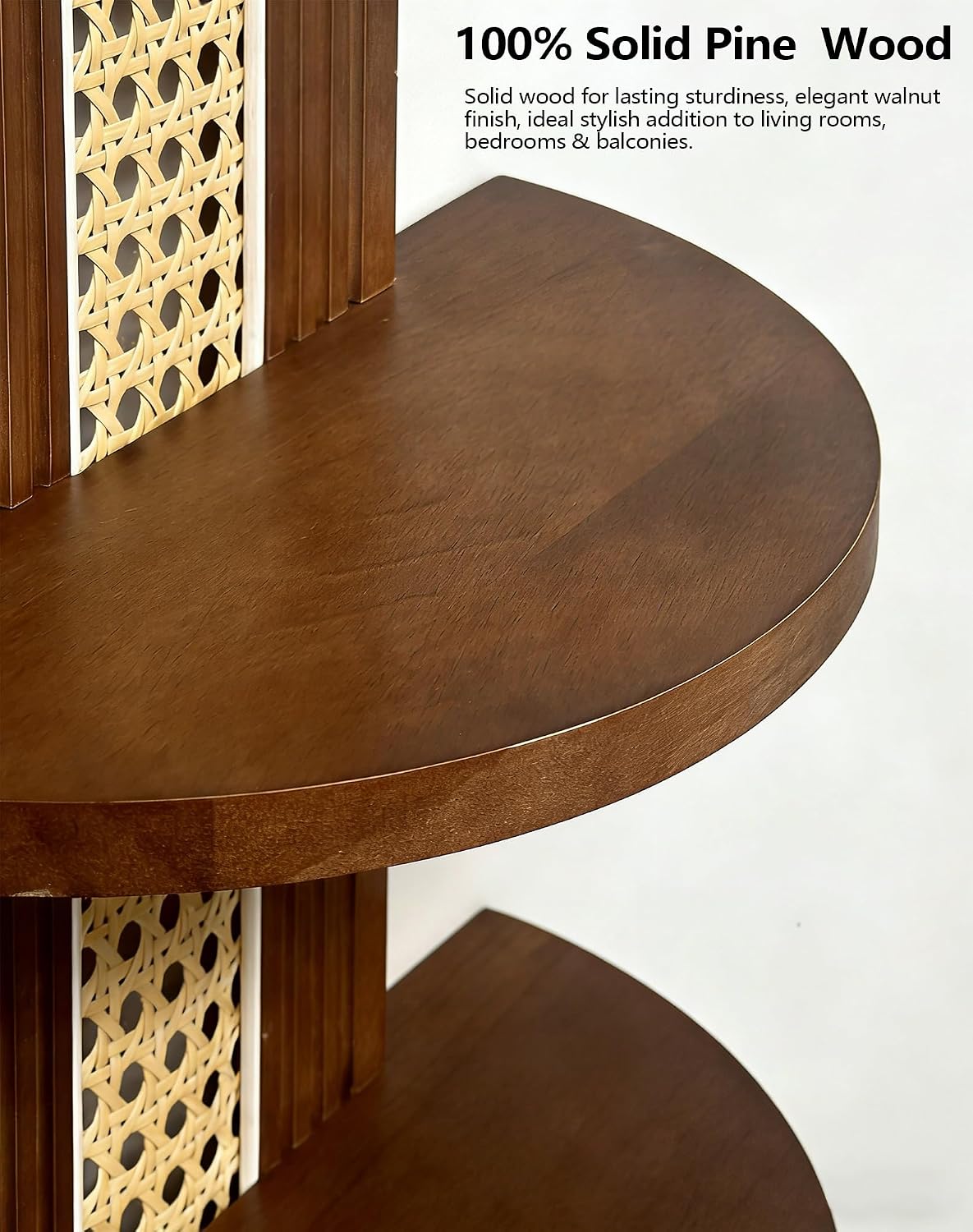 Floating Shelves / 2-Tier Rattan Plant Shelf / Walnut