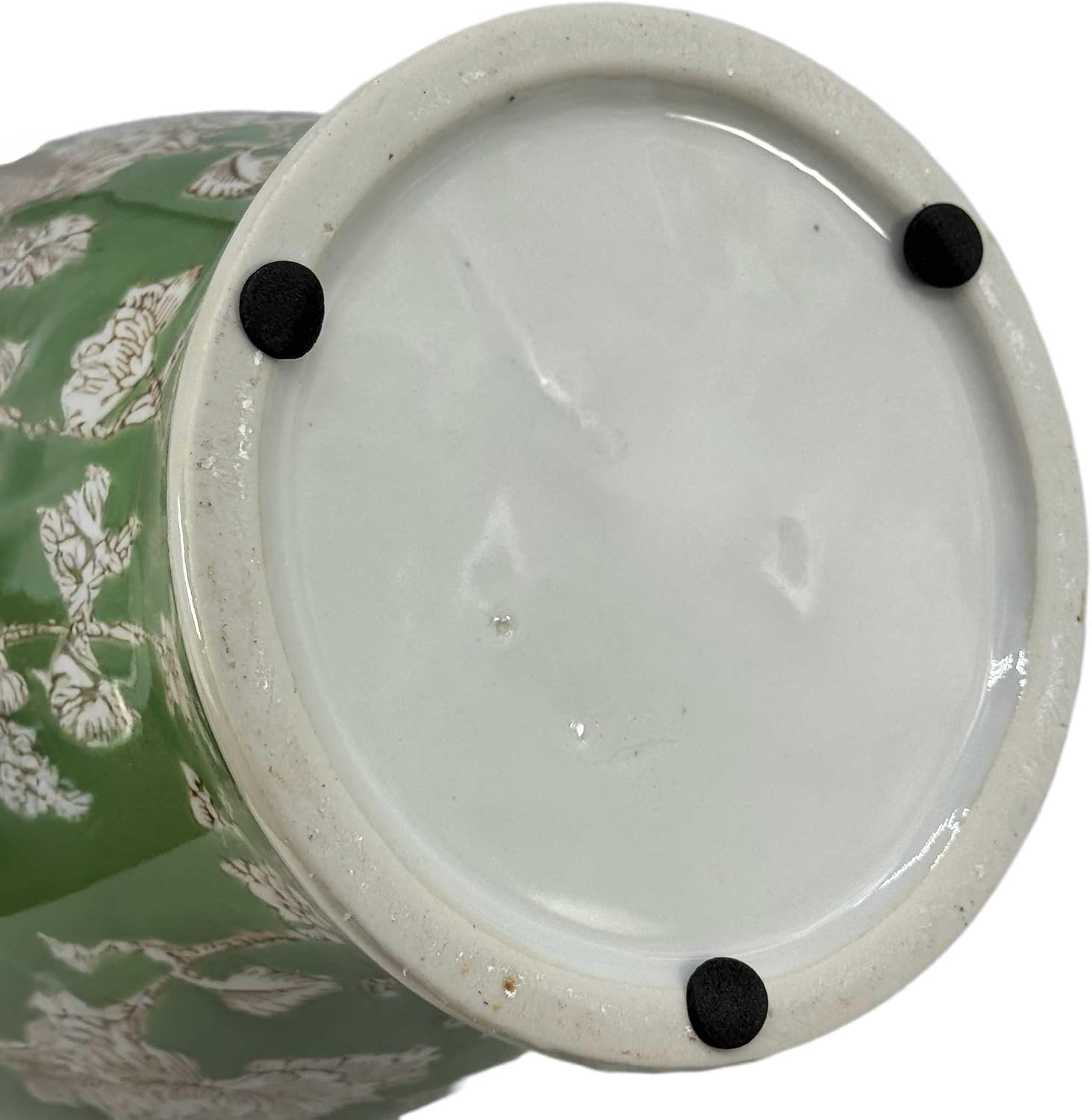 14" Green & White Floral Ceramic Porcelain Ginger Jar Floral Home / 14" Green & White Ginger Jar