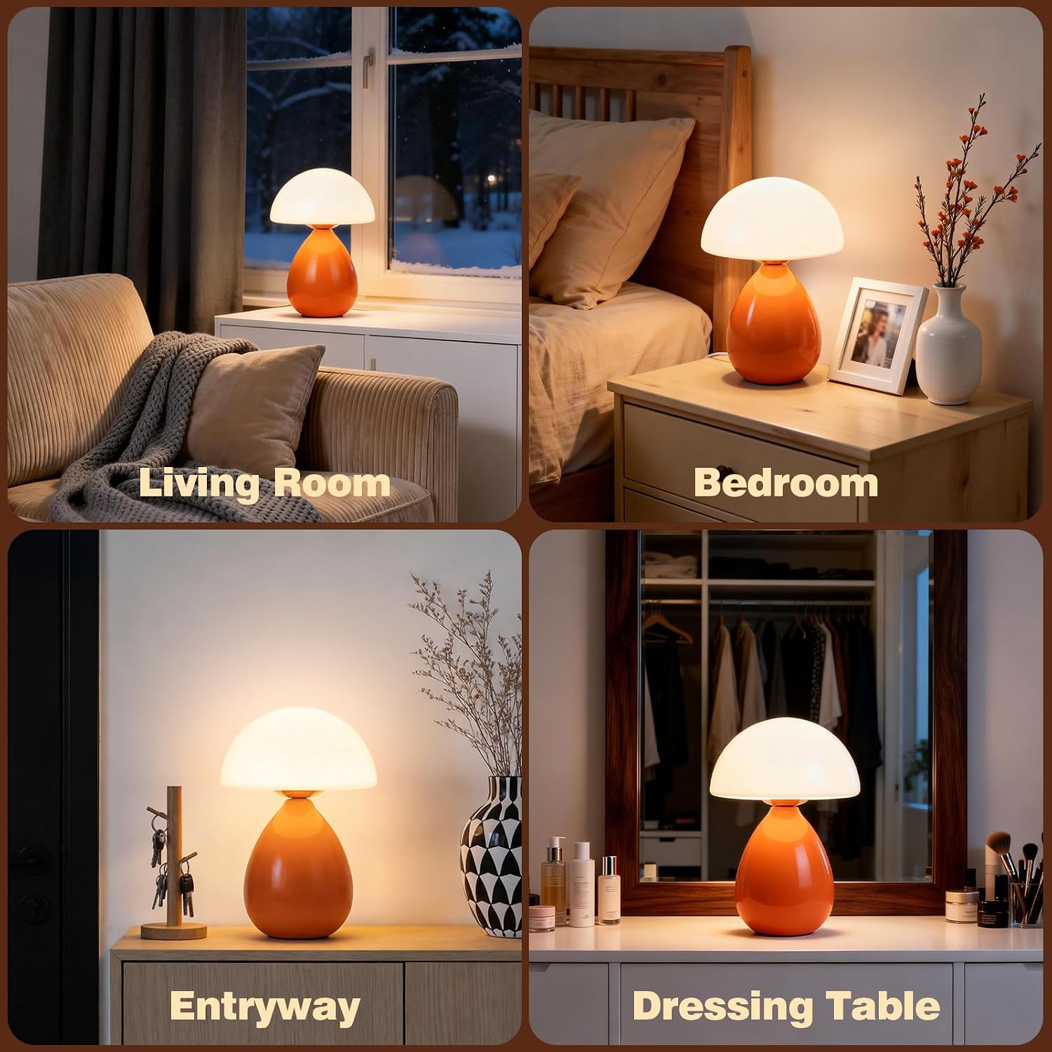 Small Lamp / Mushroom Table Lamp / Orange