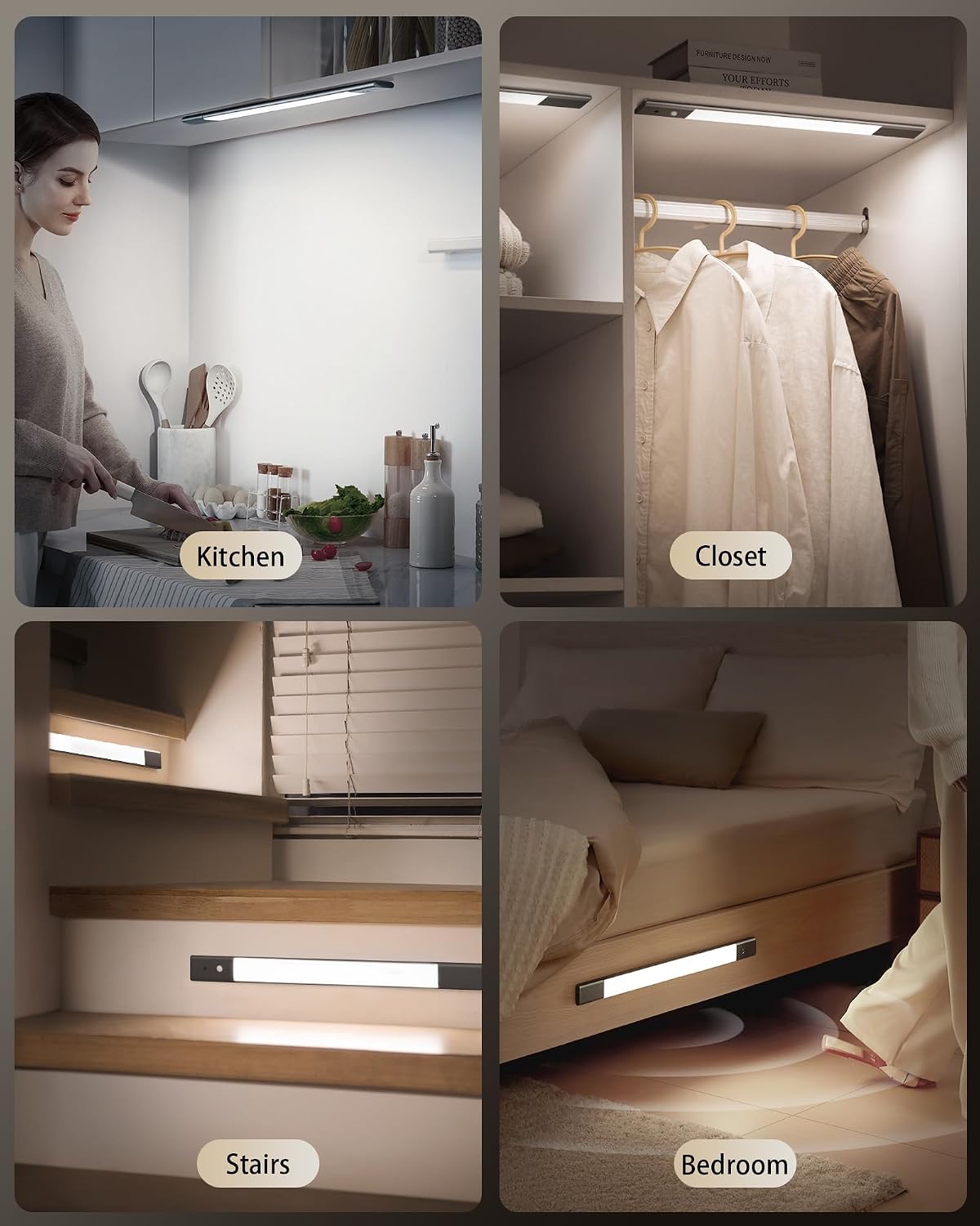EZVALO Under Cabinet Lighting Motion Sensor led with 2 Detachable Batteries | 2200mAh Long-Lasting Battery, 76 LED