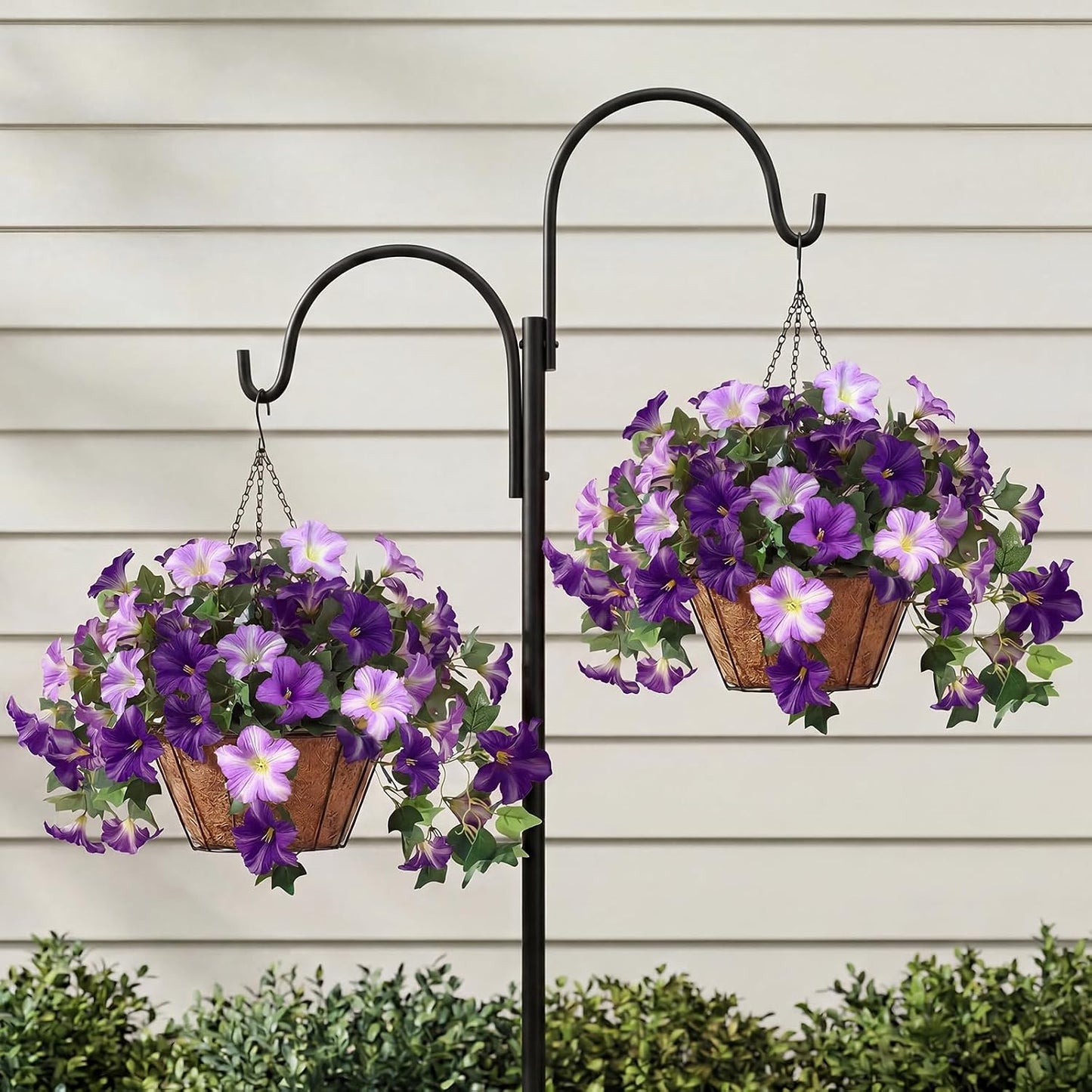 Artificial Hanging Flowers / Purple White / Only / Set of 3