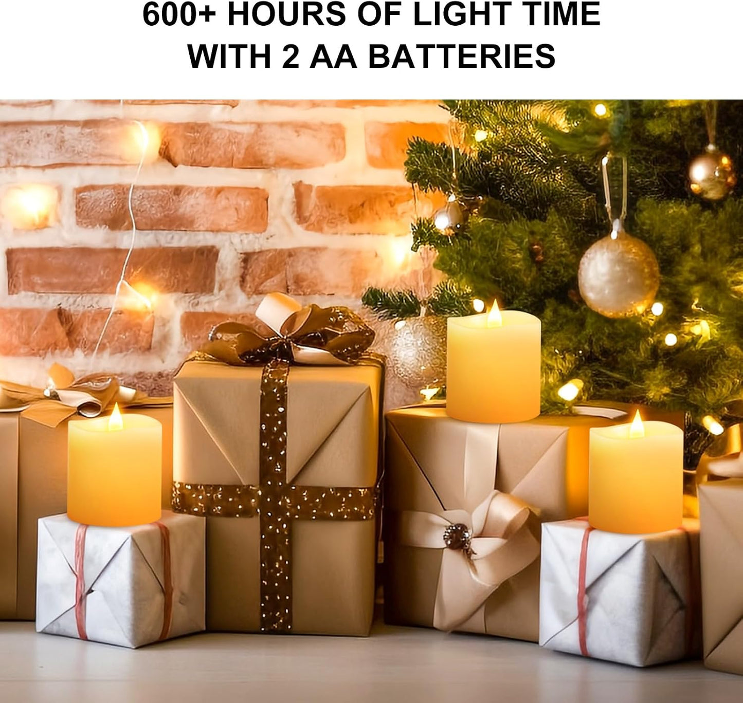 3x3 Flickering Flameless Candles Set of 3, Real Wax LED Battery Candles Flickering, 3 inch Flameless Candles with