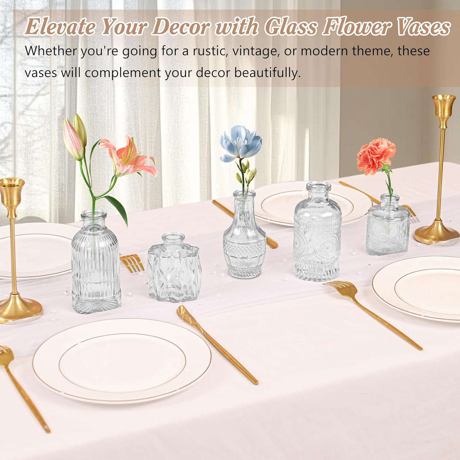 Glass Bud Vases / Clear / Set of 40