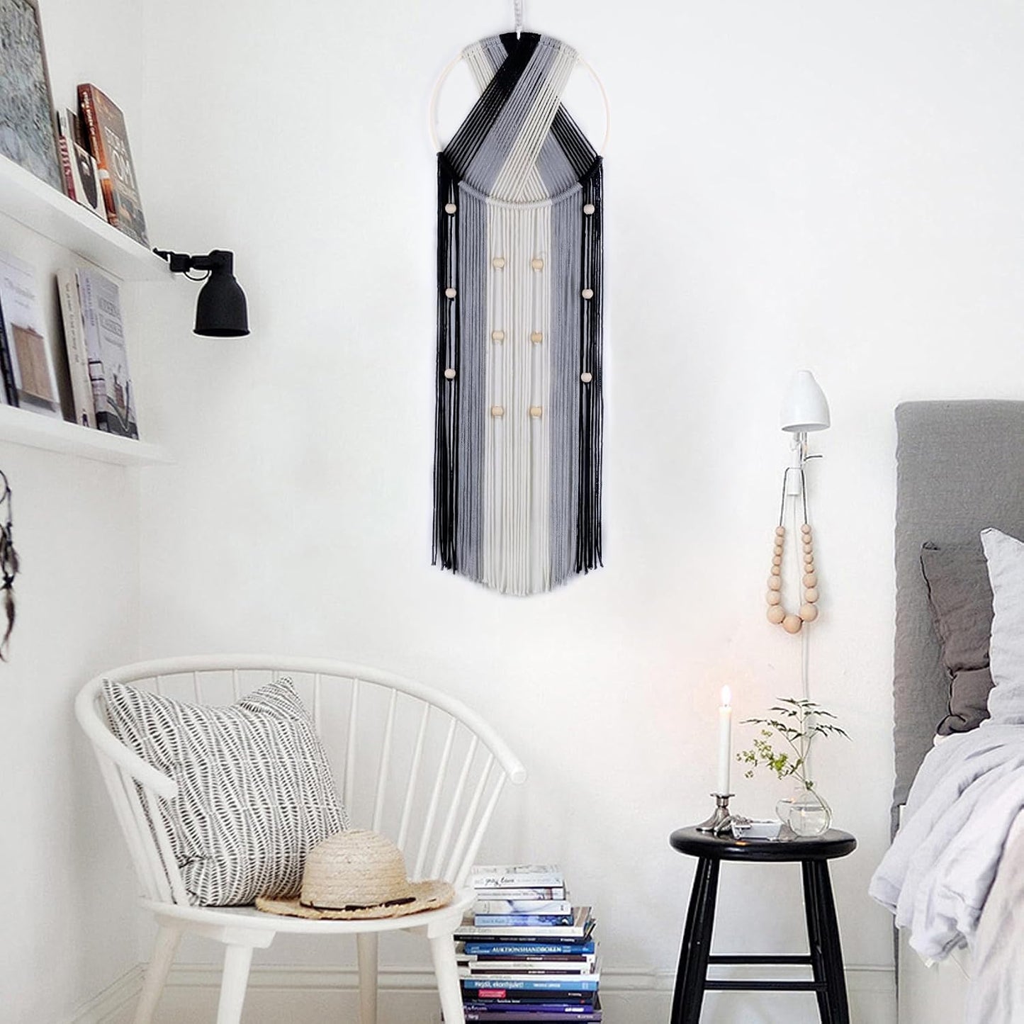 Bohemian Macrame Wall Hanging / Black and Grey