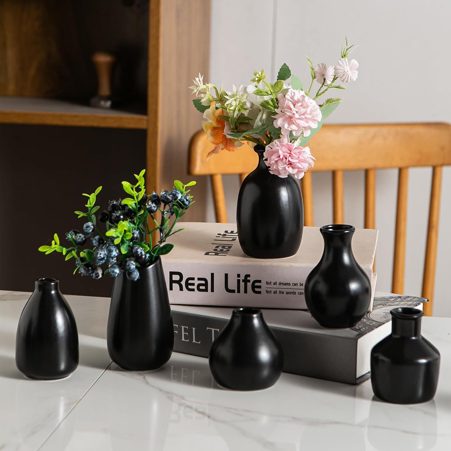 Ceramic Bud Vases / Black Bud Vases / Set of 12