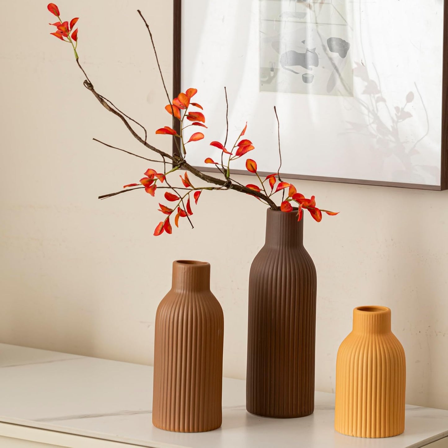 Modern Ceramic Vases / Coffee Mix / Set of 3