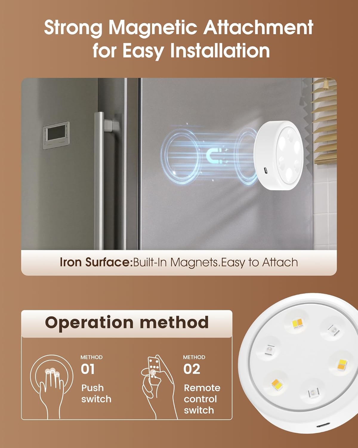 HOLKPOILOT Puck Lights with Remote, 2000mAh Battery Operated Rechargeable Under Cabinet Lighting, 3 Color Temps & 7 RGB