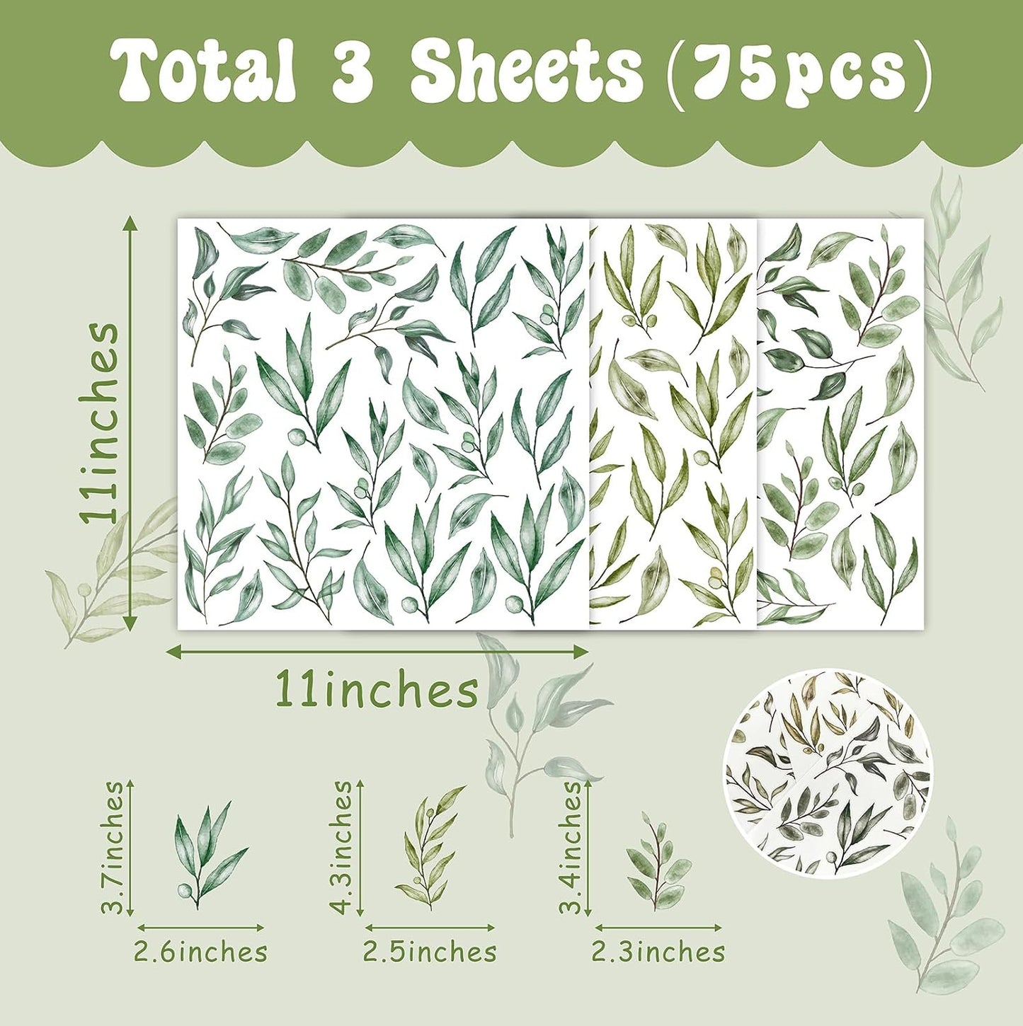 Wall Stickers Green Tree Leaf Wall Stickers Boho Leaf Decal Modern Leaves Wall Decals / Green Leaves