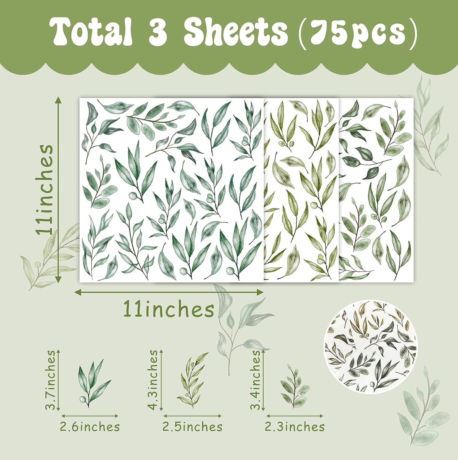 Wall Stickers Green Tree Leaf Wall Stickers Boho Leaf Decal Modern Leaves Wall Decals / Green Leaves