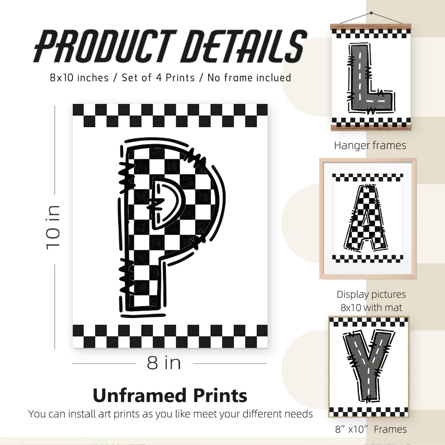 Boys Room Wall Art Decor / 8 x 10 / Play-black and White