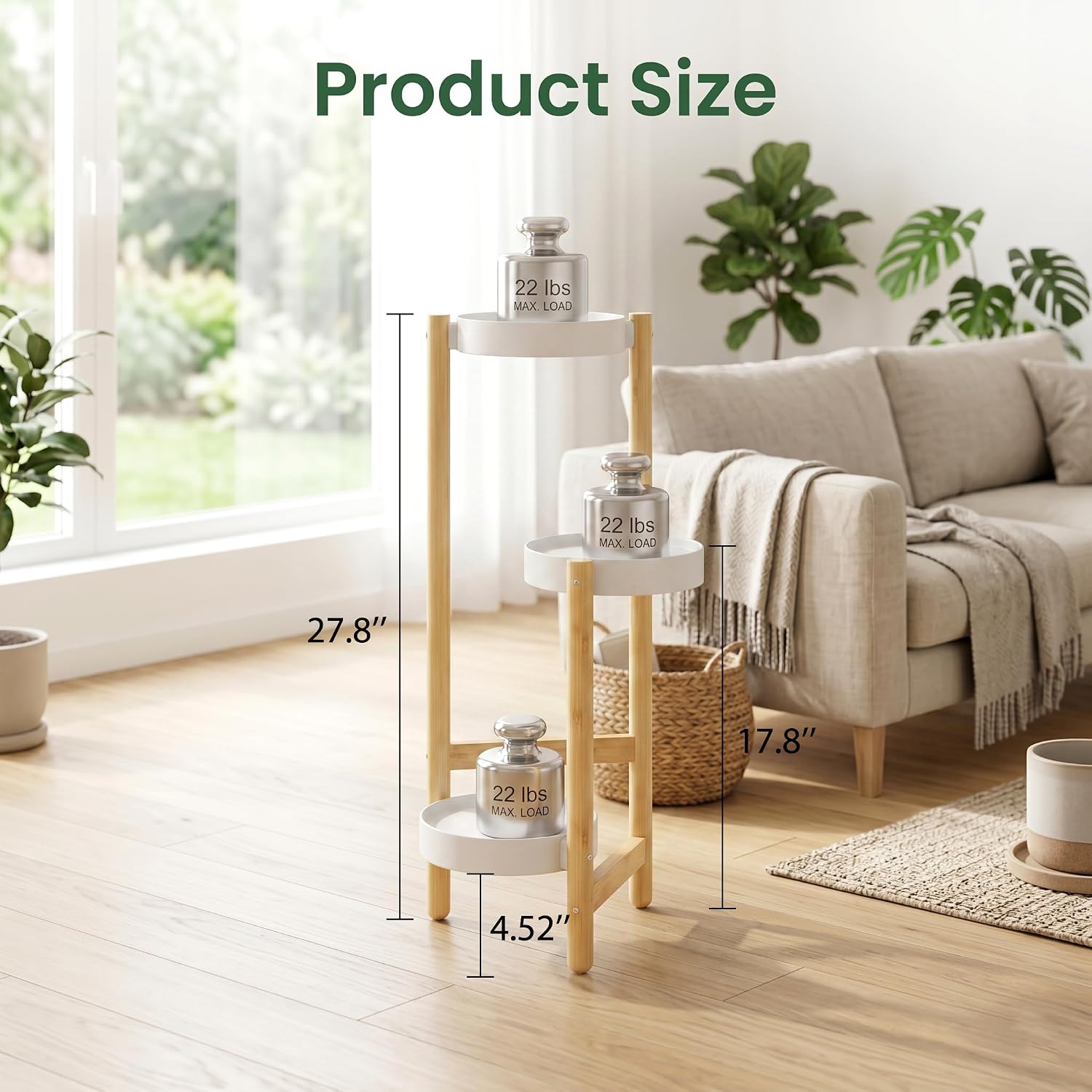APRTAT 3-Tier Tall Bamboo Plant Stand for Indoor Plants | Natural Bamboo Waterproof Coating Enhanced Stability Easy