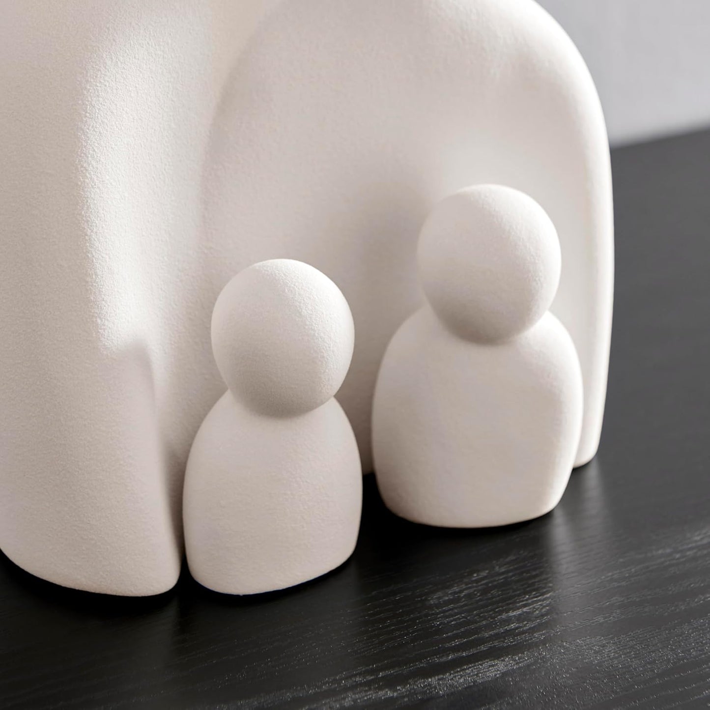 . Hans Abstract Nesting Three Piece Family of 4 Decorative Accent Matte Ceramic Sculpture / Cream