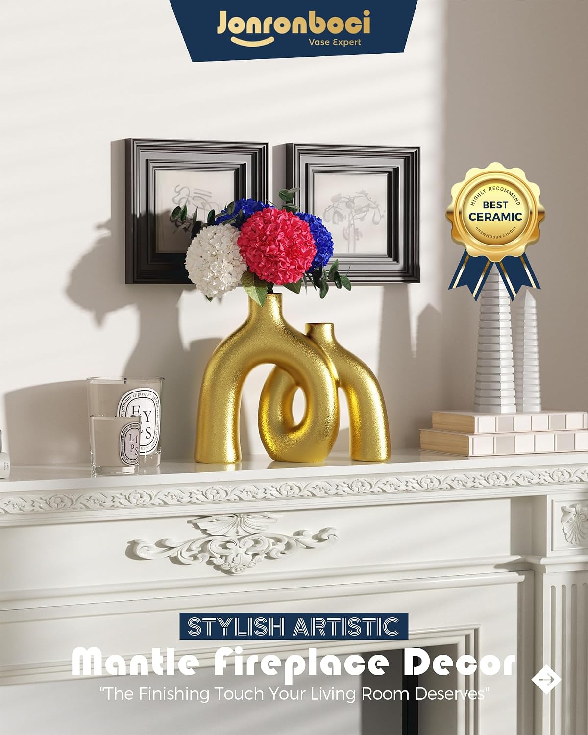 Golden Modern Transitional Style Vases Home Decor / Gold