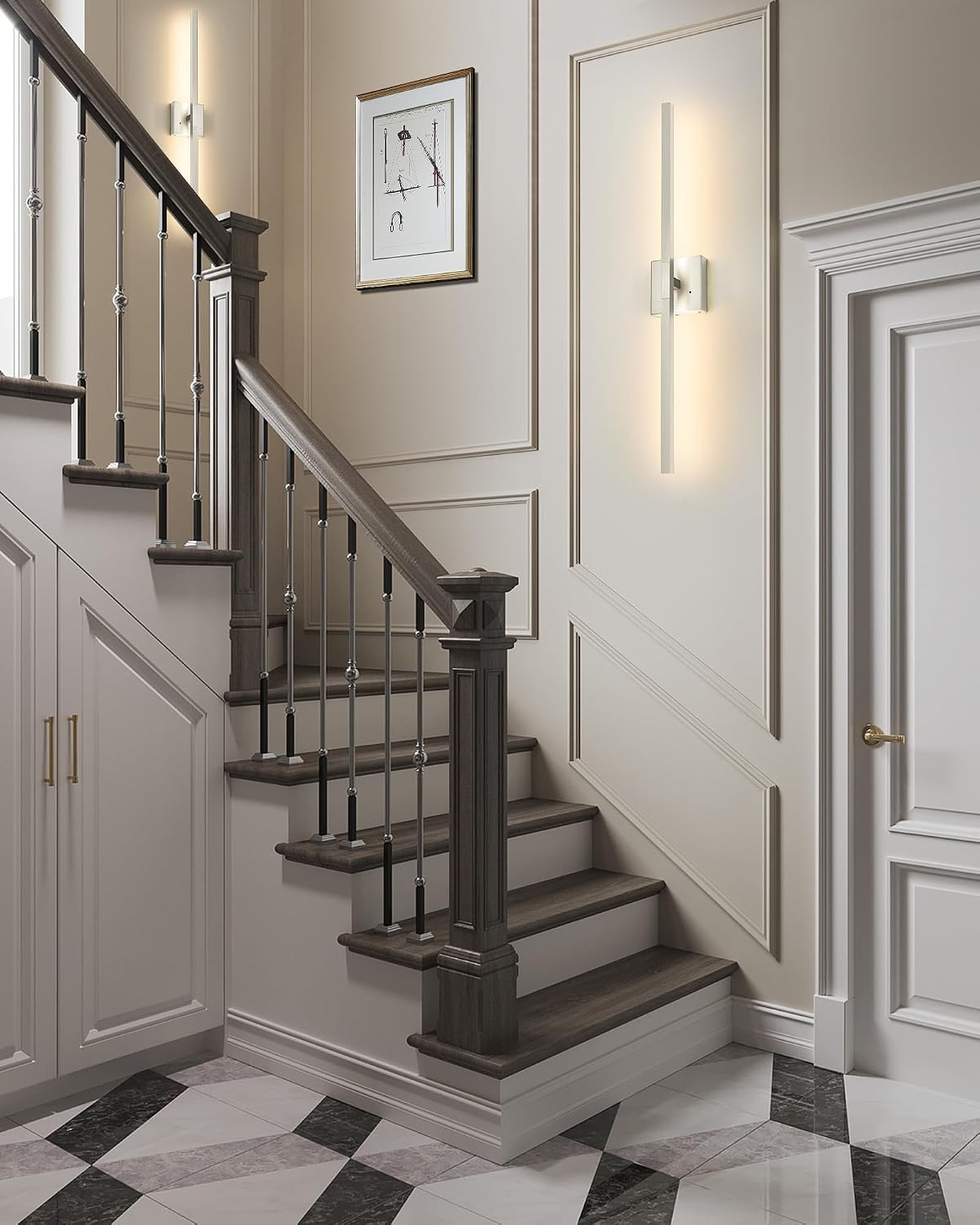 Rayogale Nickel Battery Operated Wall Sconce with Remote Control 32 Inch | 3000/4500/6000K Dimmable 8000mAh Wireless