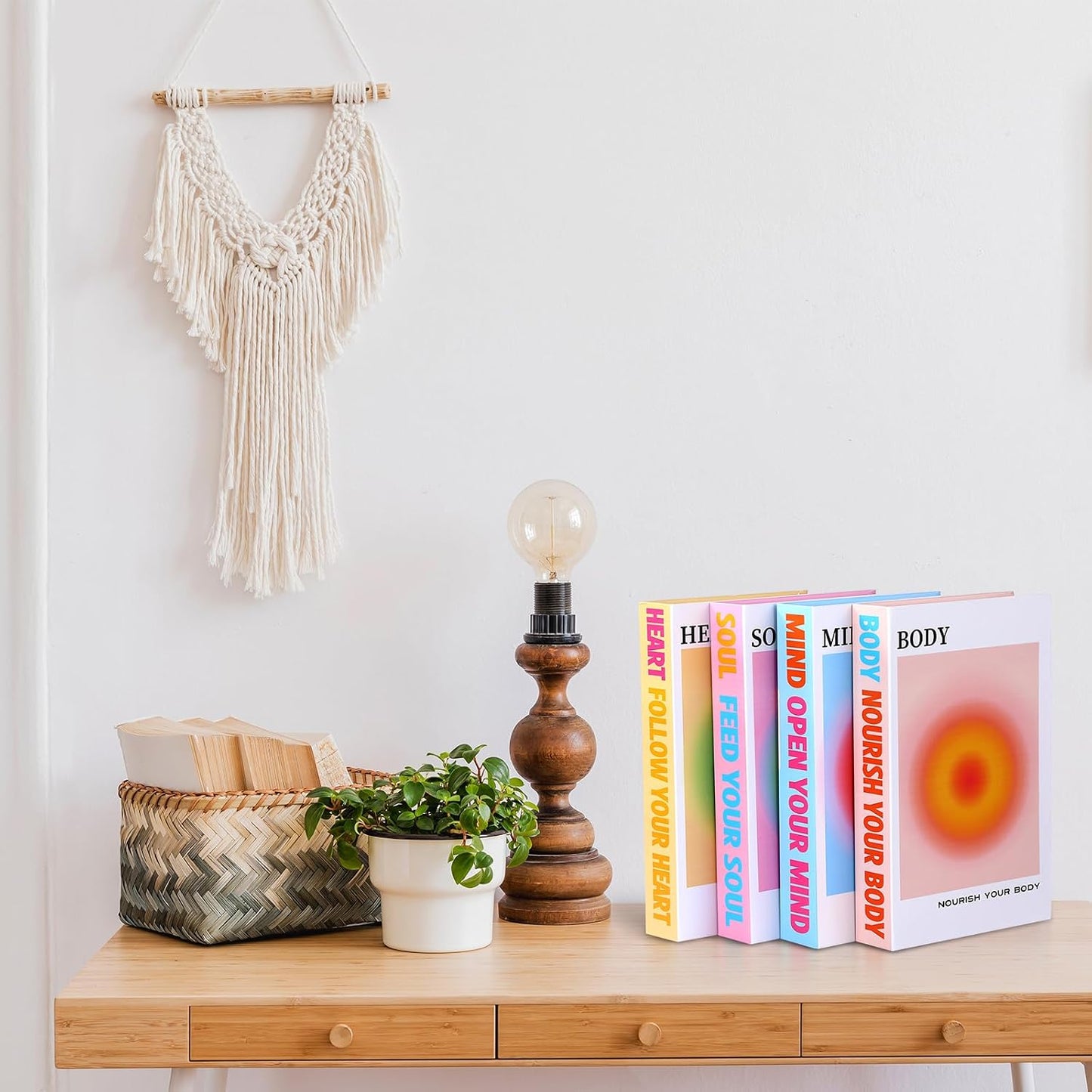 Table Decor Desk Fake Books Decoration Hardcover Faux Book Storage / Gradient Aura / Set of 4