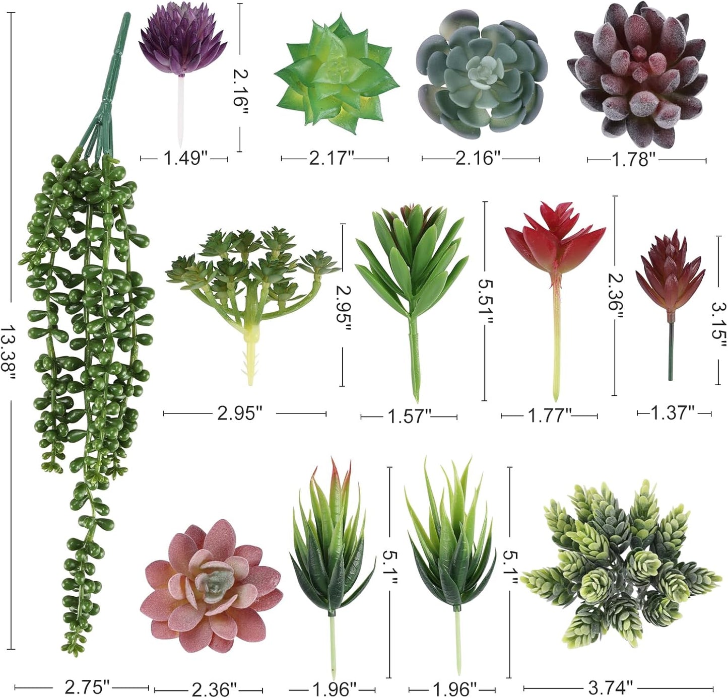 Fake Succulents Unpotted Realistic Textured Succulent Plants Mini Artificial Succulent / Set of 14