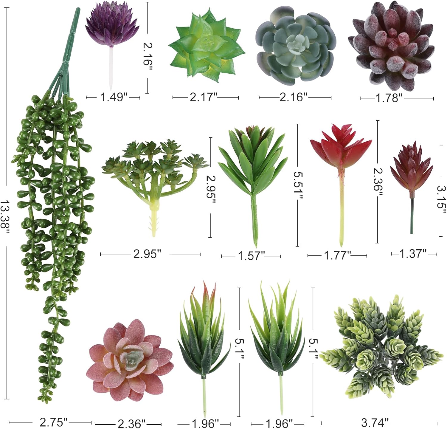 Fake Succulents Unpotted Realistic Textured Succulent Plants Mini Artificial Succulent / Set of 14
