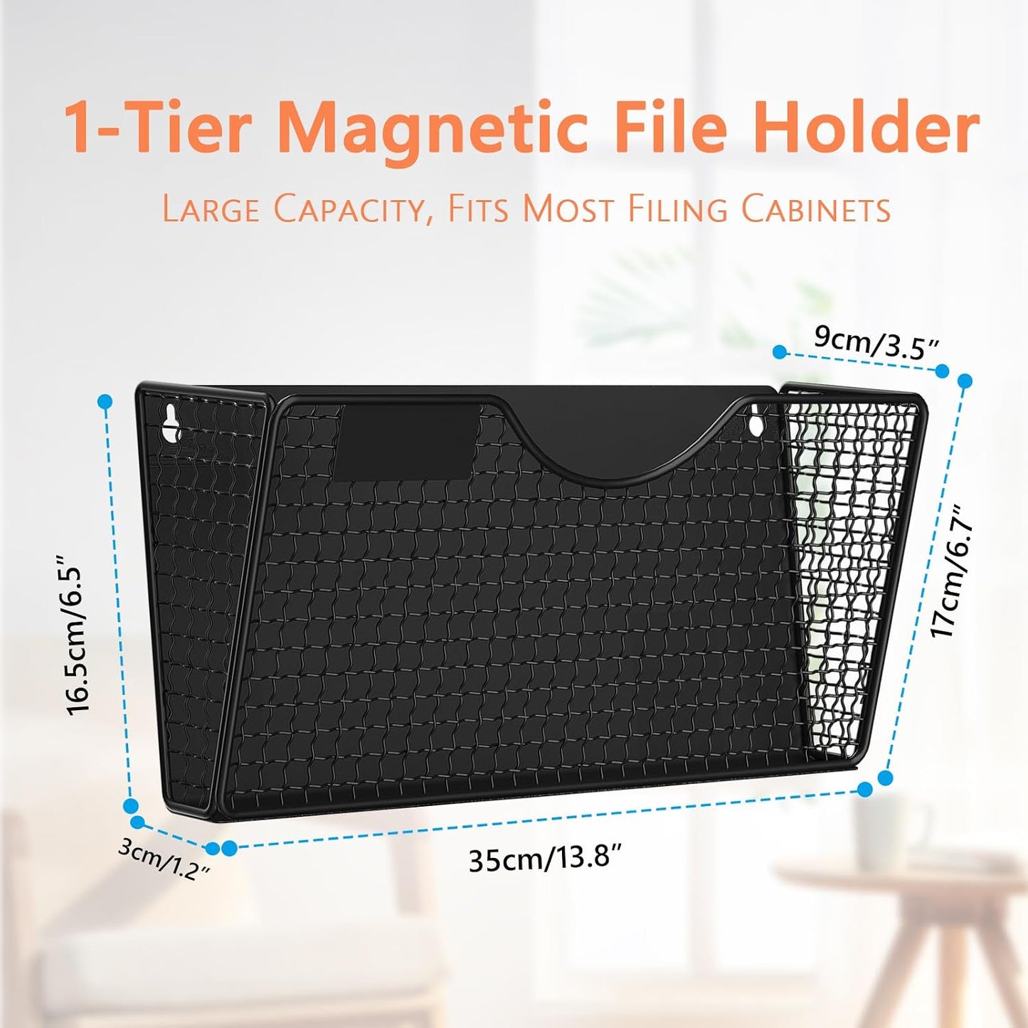 MFTEK Magnetic File Holder, 1 Pockets Magnetic File Folder Holder No Drilling Magnet Paper Mail Organizer Magazine