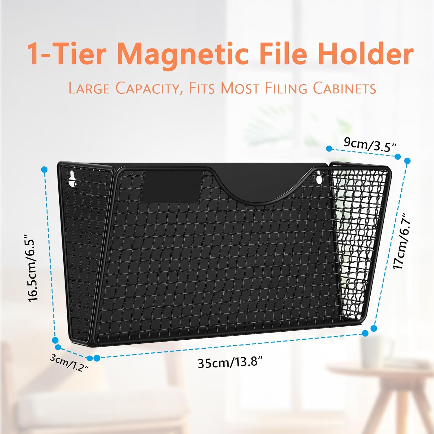 MFTEK Magnetic File Holder, 1 Pockets Magnetic File Folder Holder No Drilling Magnet Paper Mail Organizer Magazine