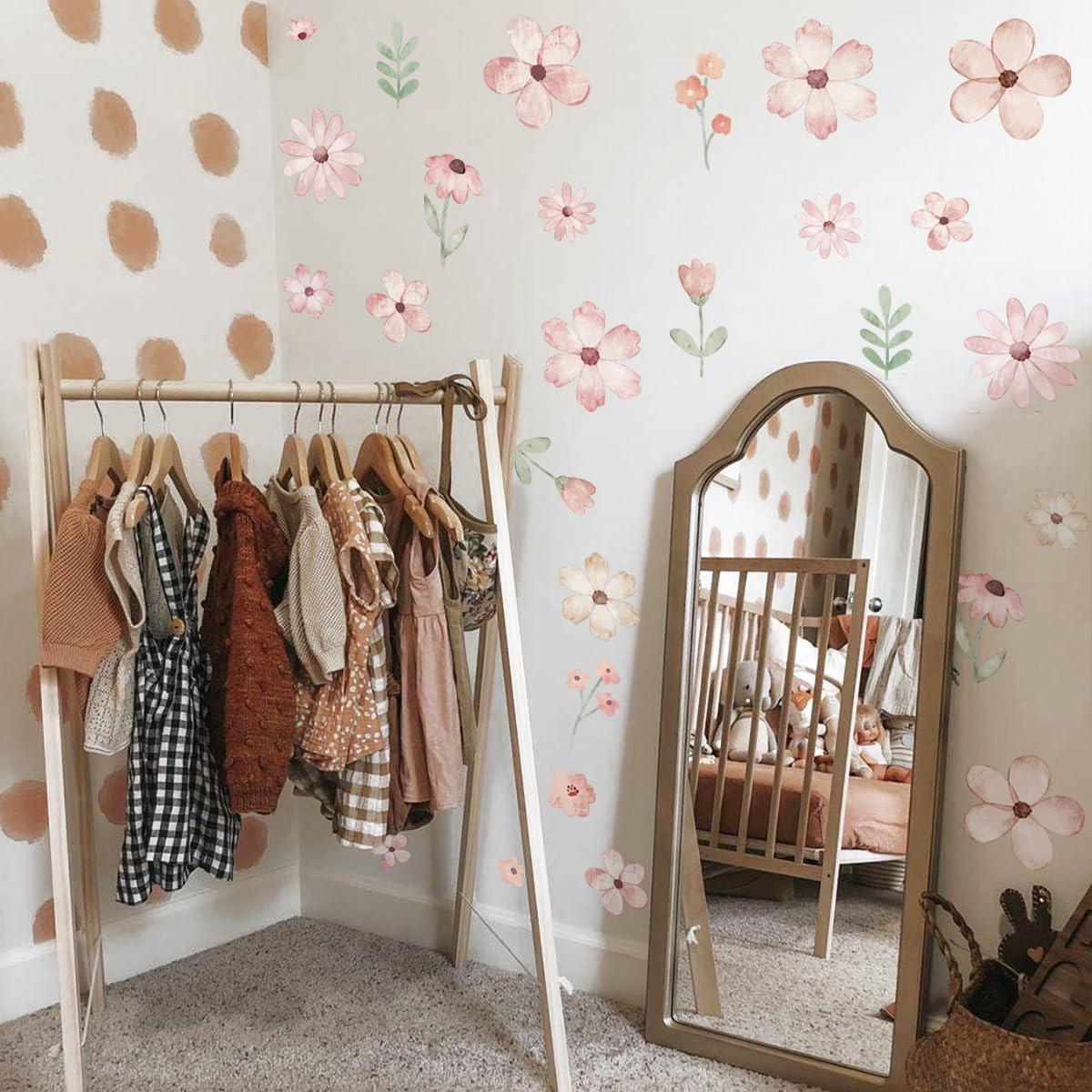 Boho Flower Wall Decals / Pink