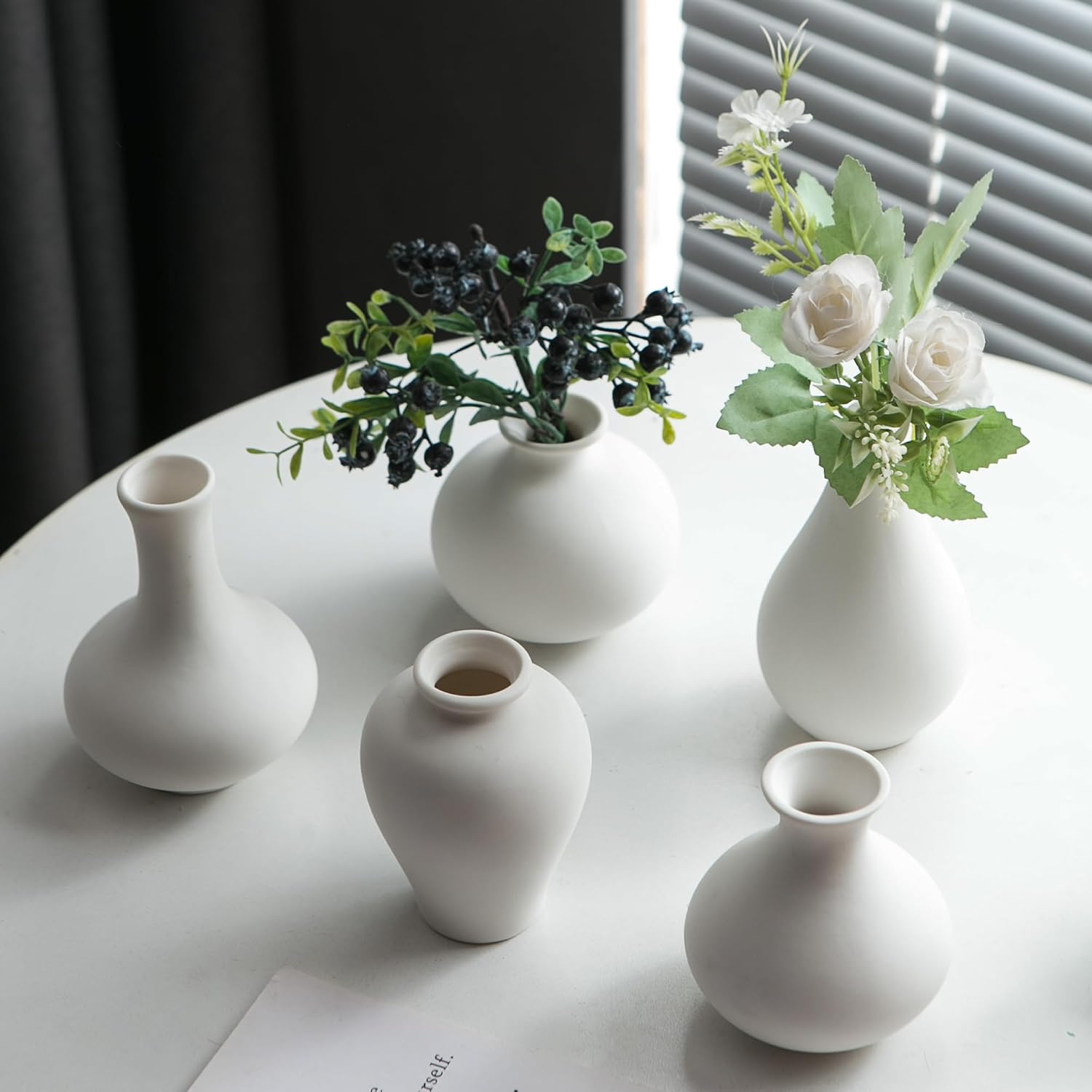 Ceramic Bud Vase / White / Set of 5