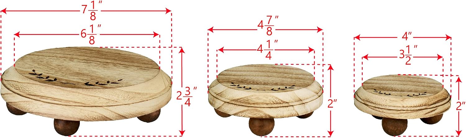 Pedestal Stand / Set Stackable Round Wooden Display Riser / Oak, , Round Shape / Set of 3