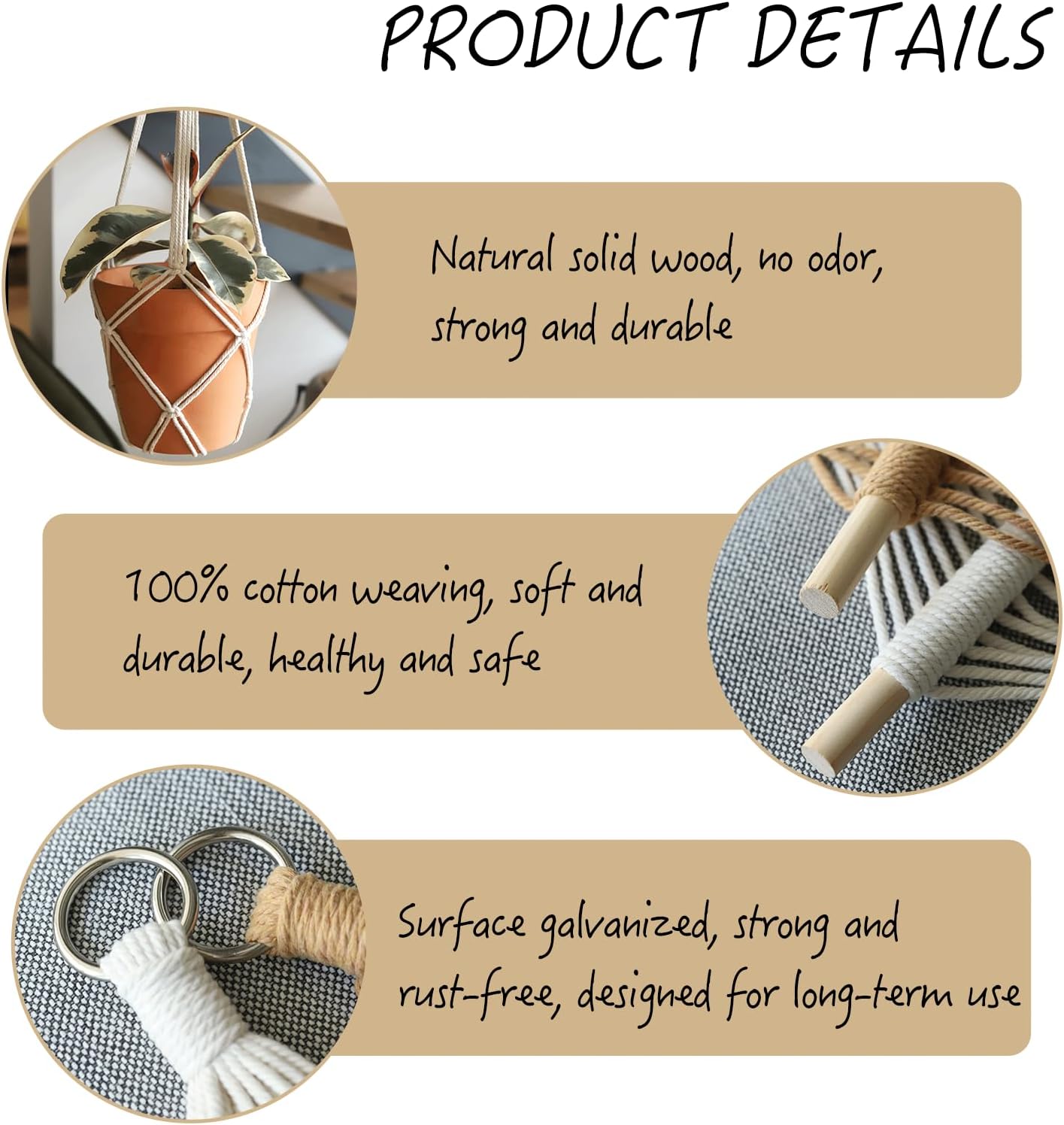 Boho Hanging Planters / Gray Hanger / 10 Inch / Set of 8