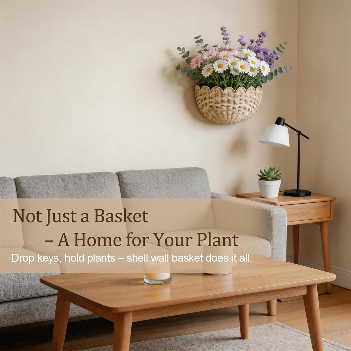Scalloped Rattan Wall Basket