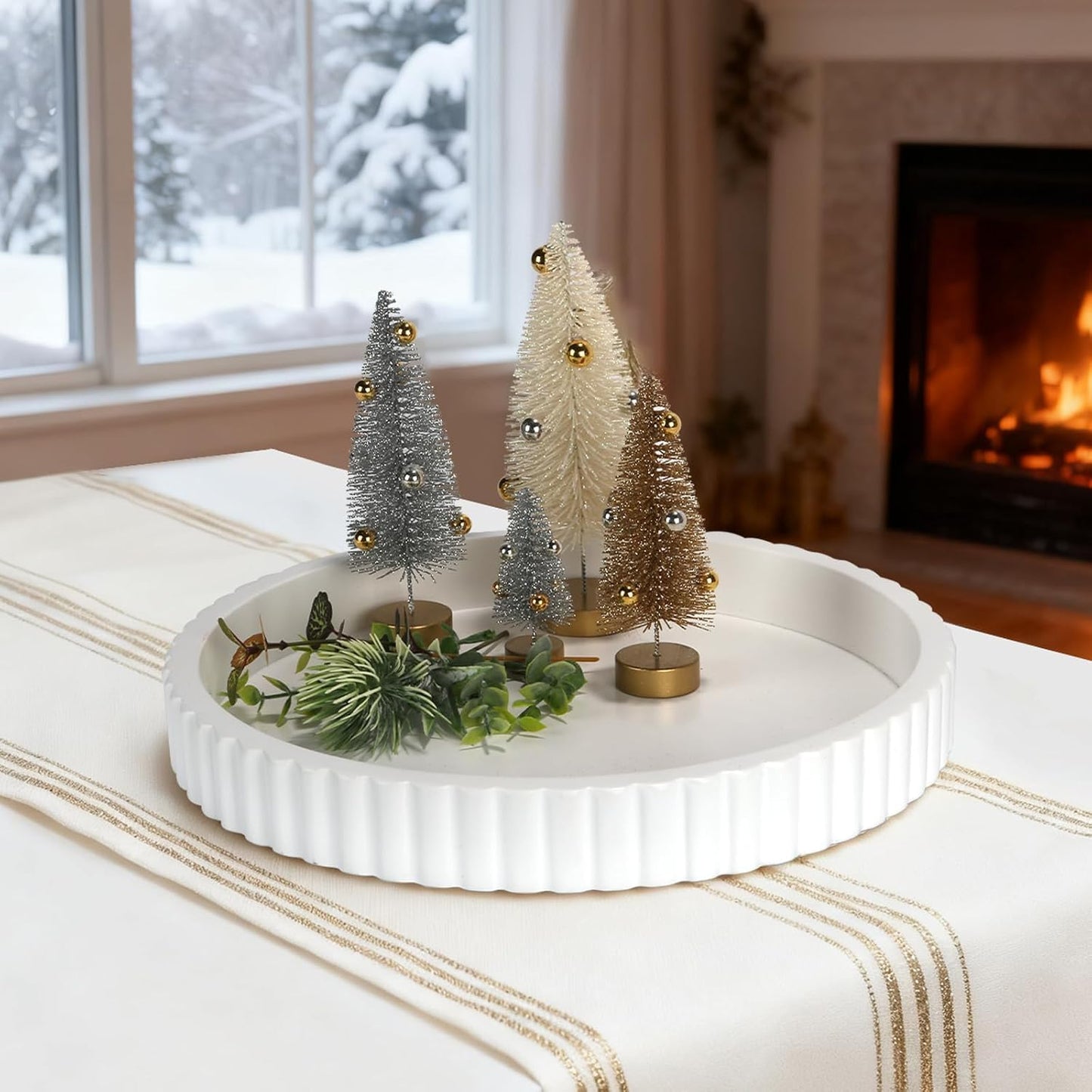12'' Resin Modern Decorative Tray / White