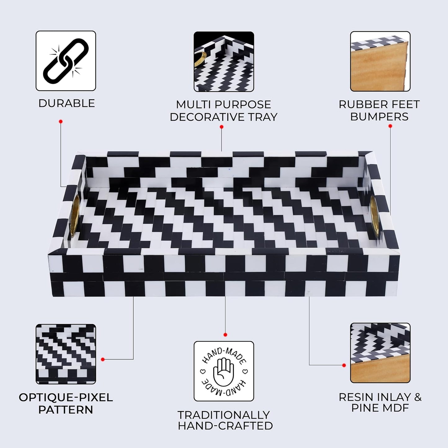 Optique Ottoman Tray / 11 x 17 / Pixel / Black