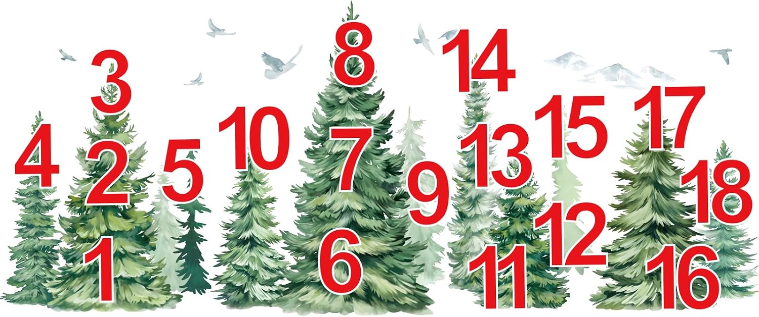 Large Pine Tree Wall Stickers Woodland Mountain Tree Birds Wall Decals Living Room Bedroom Office