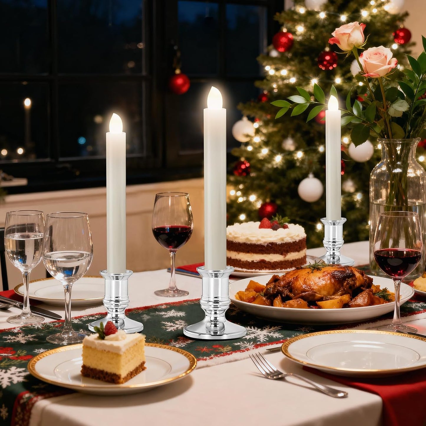 Verdenu 10 Pack Christmas Window Candles with Timer Remote, Battery Operated Electric LED Candles with Holder/Suction