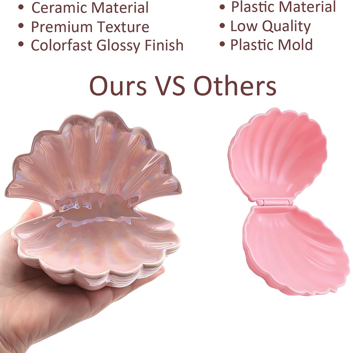 Ceramic Seashell Jewelry Tray Ring Dish / Pink