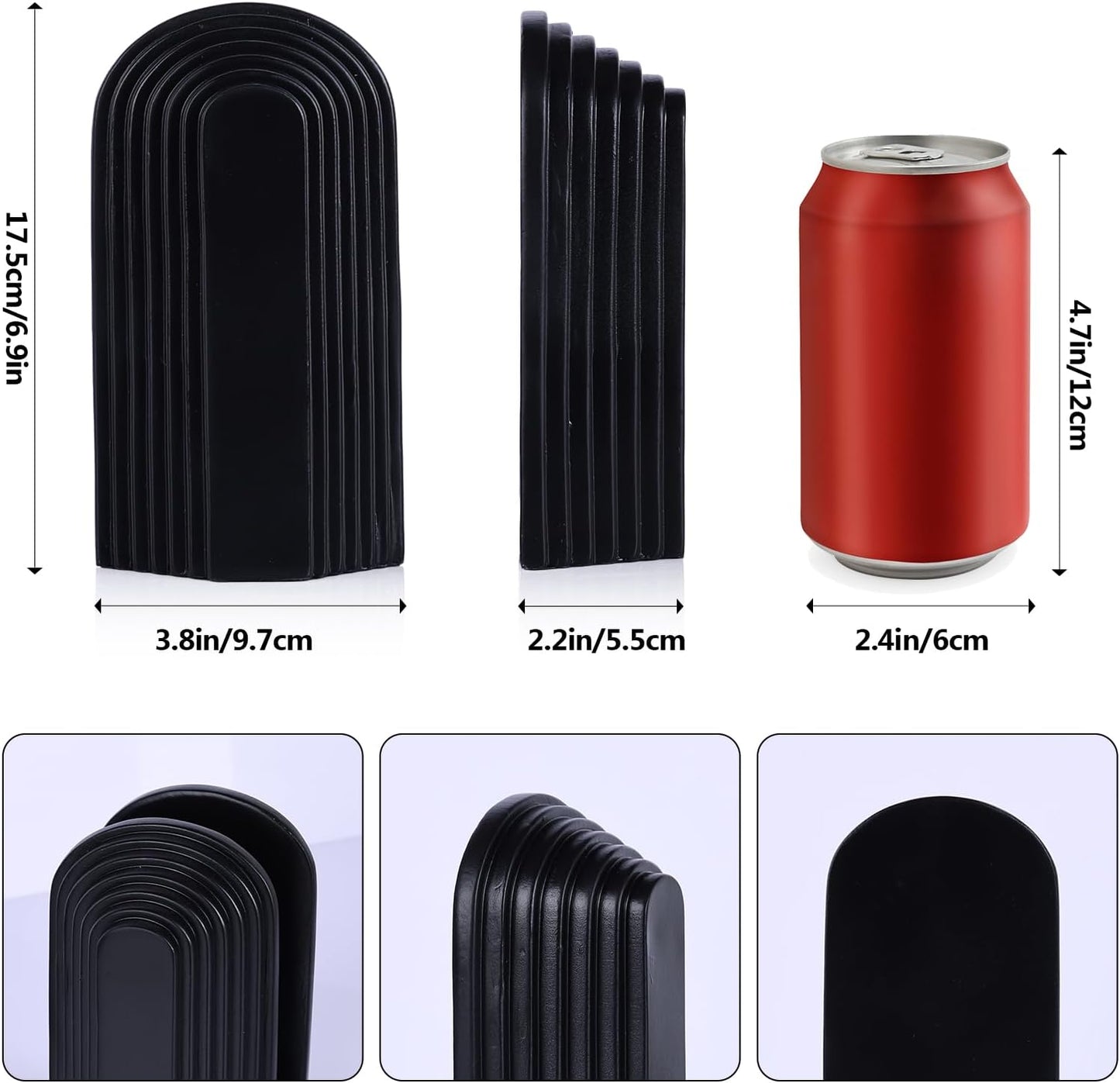 Heavy Duty Book Ends / Black / Set of 2