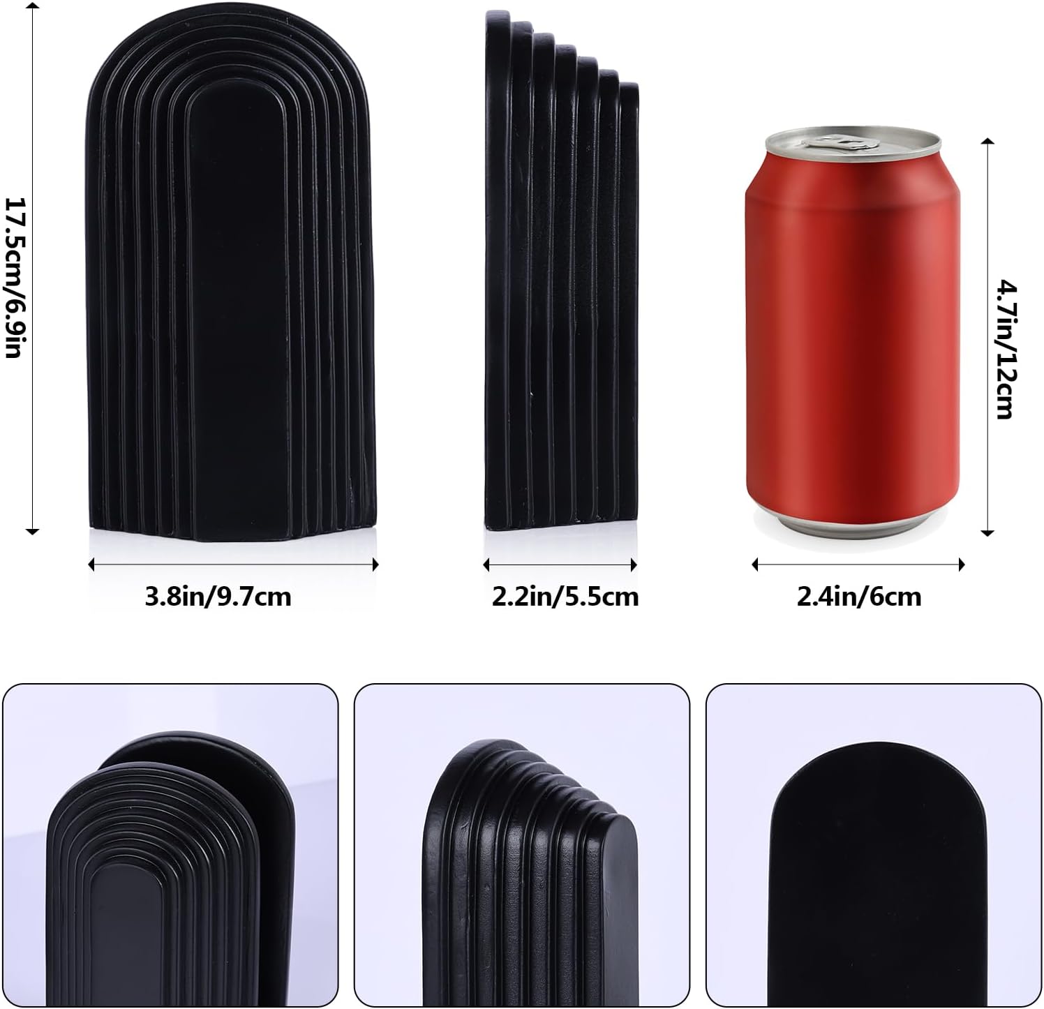 Heavy Duty Book Ends / Black / Set of 2