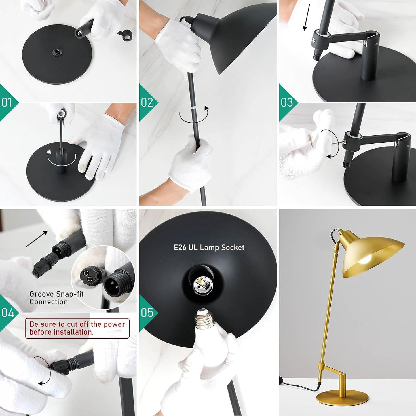 Desk Lamp Modern Industrial 100% Metal Adjustable Table Lamp 24", Natural Light (4000K) with Dimmer, Ideal for Office