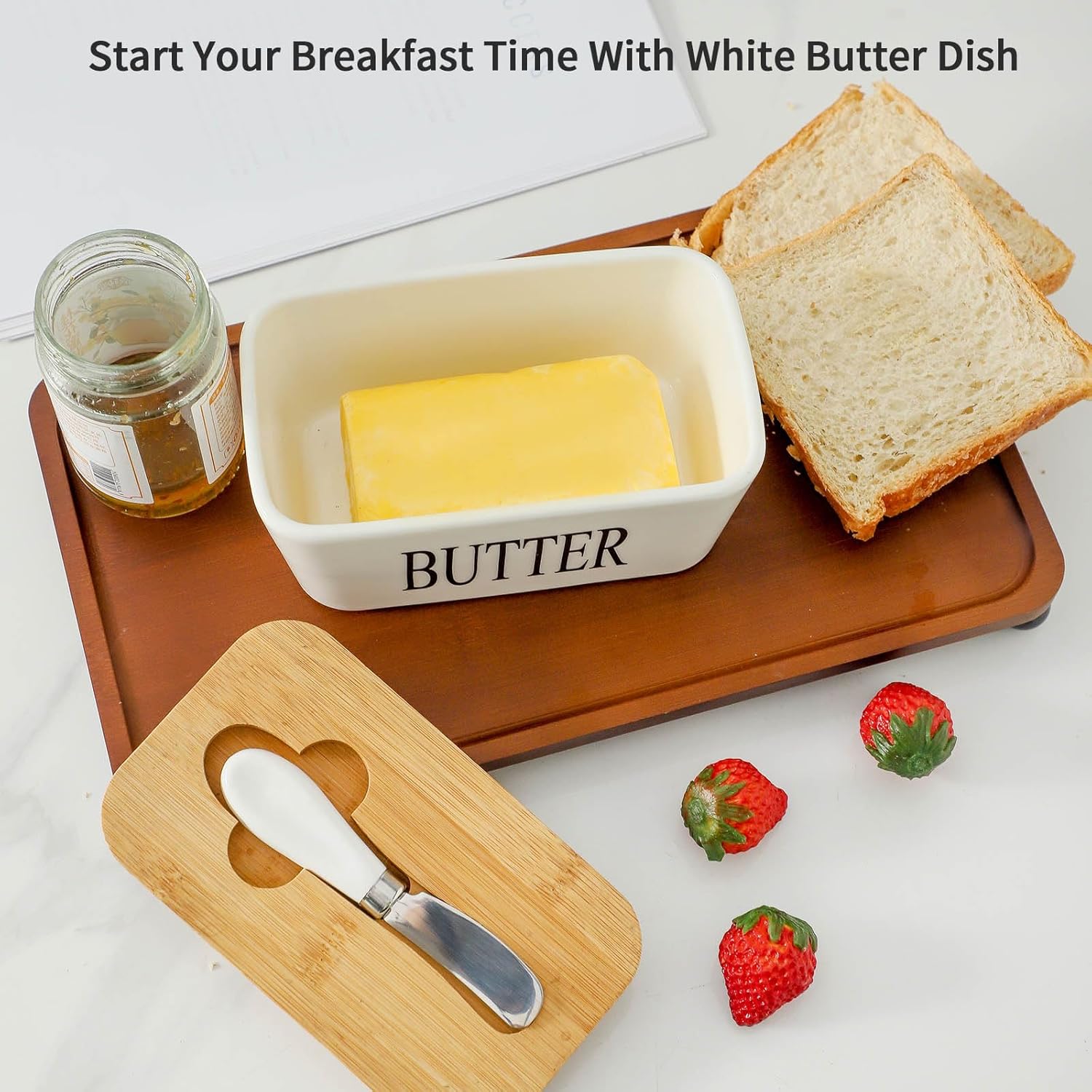 Airtight Cover and Knife for Countertop / White