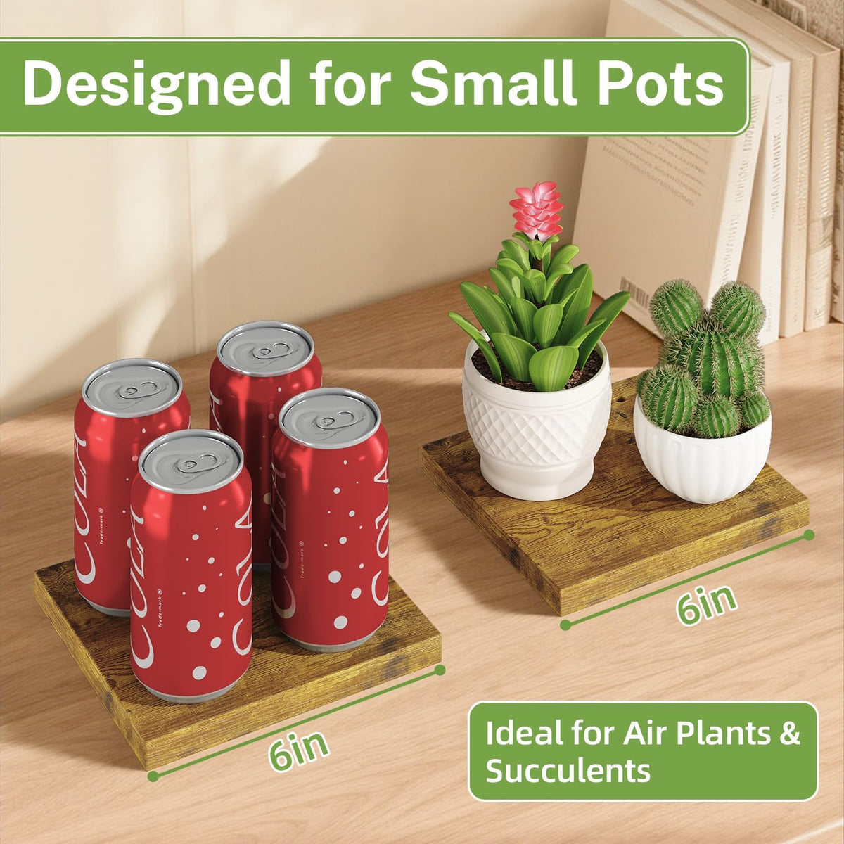 iDavosic.ly Table Top Small Plant Stand, Succulent Holder for Desk, Brown | 3 Tier Flower Pot Shelf for Desktop, Space