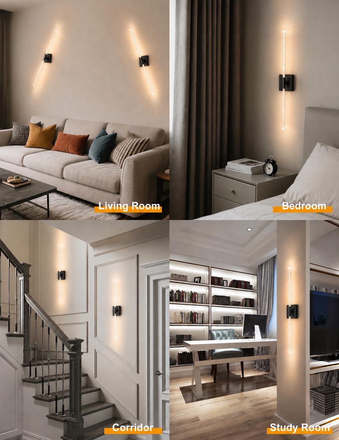 Crystal Bubble Rechargeable Wall Sconces Set of 2, Wireless Modern Lights | 10000mAh, Remote Control, 3000K-6000K