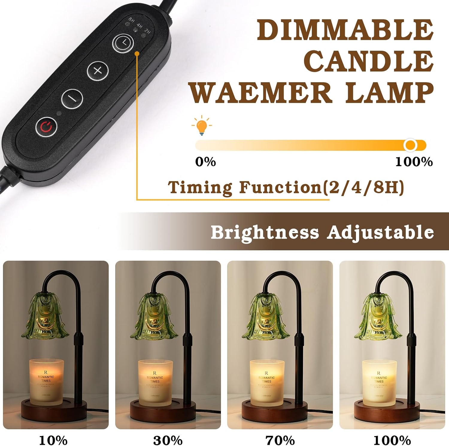 Small Candle Warmer Lamp with Timer, Adjustable Green Lamp Warmer for Jar Candles, Christmas Birthday Gifts for Women