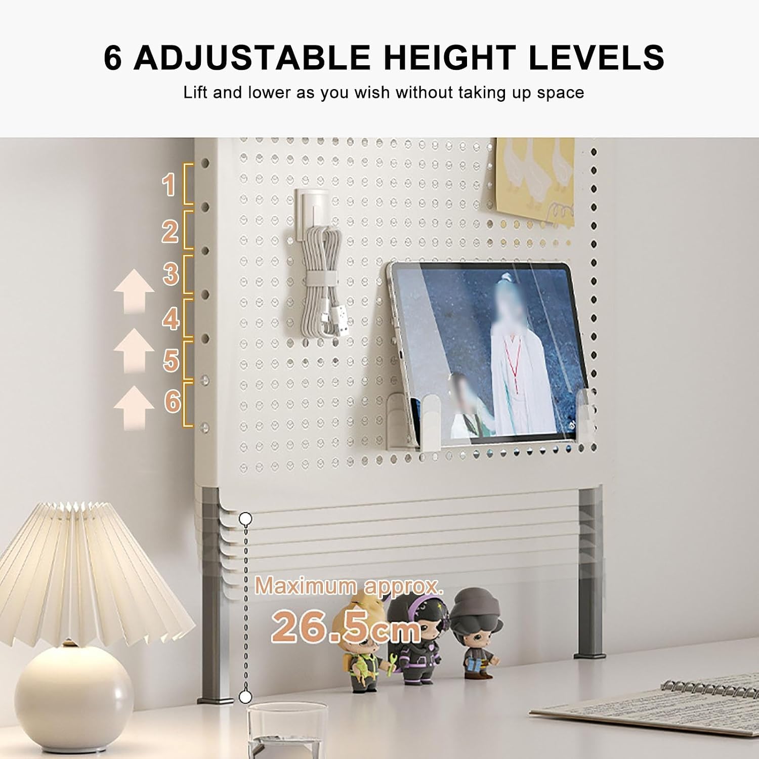Clamp on Desk Extender Clamp-on Desk Pegboard, Privacy Panel for Desk, Magnetic Metal Peg Board with Accessories