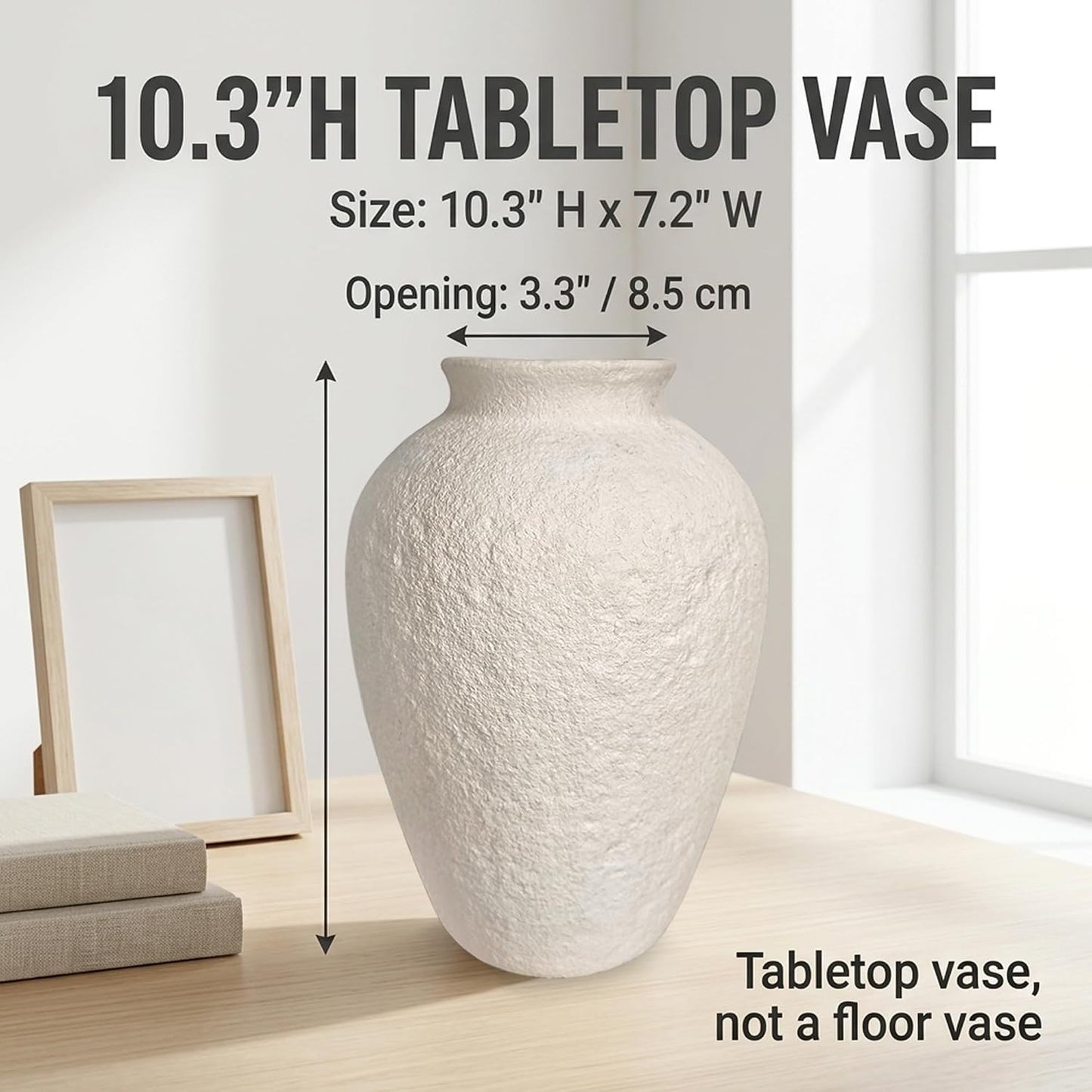 Ceramic Vase / 10.3" Tall Classic / Antique White / 10.3 Inch
