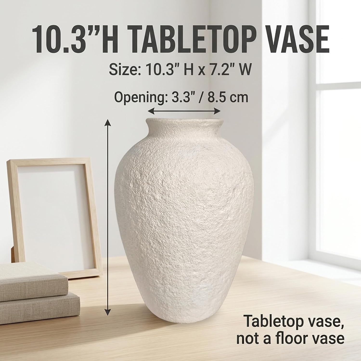 Ceramic Vase / 10.3" Tall Classic / Antique White / 10.3 Inch