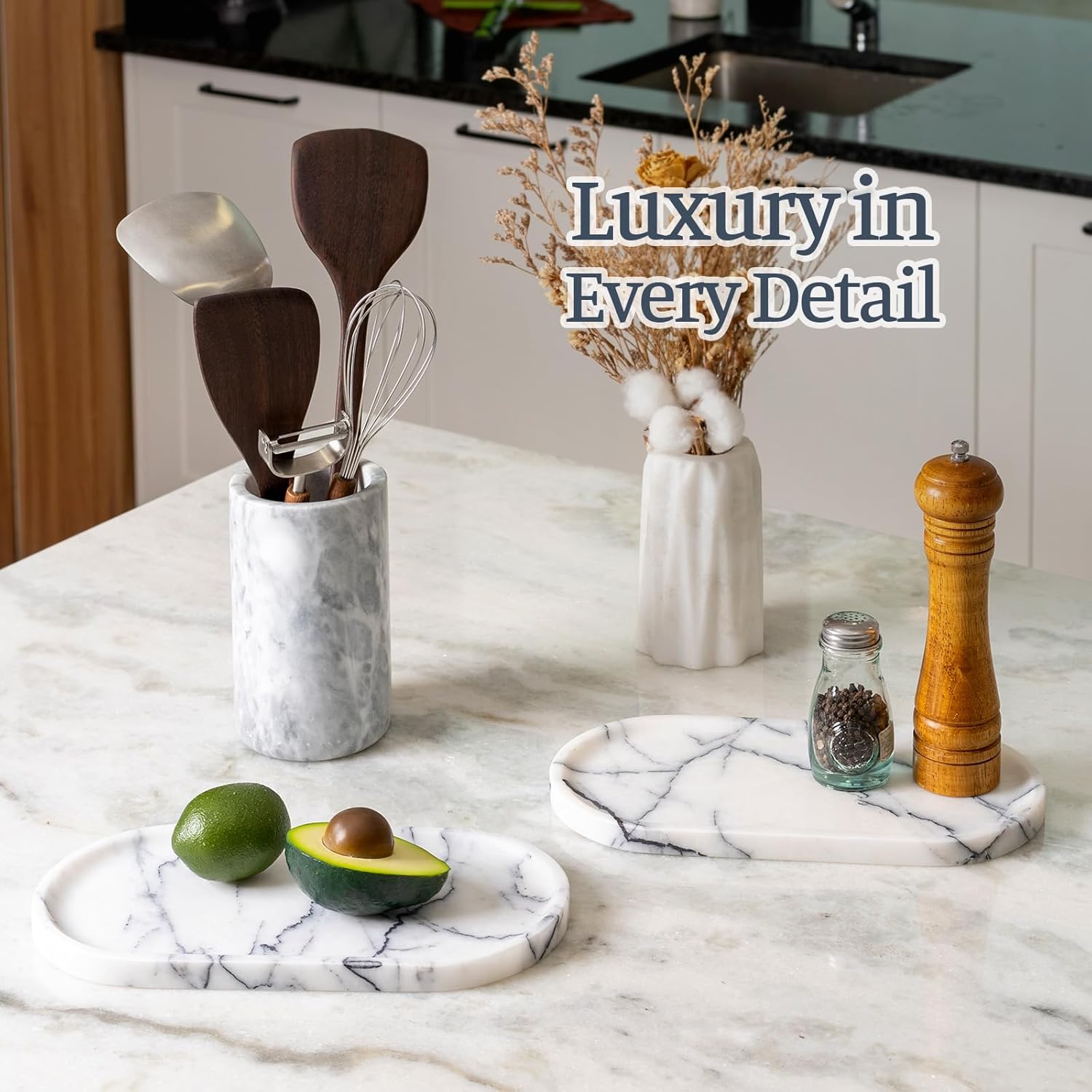 Candles / Marble Tray / Milas Lilac / 12 x 6 x 0.8 / Natural
