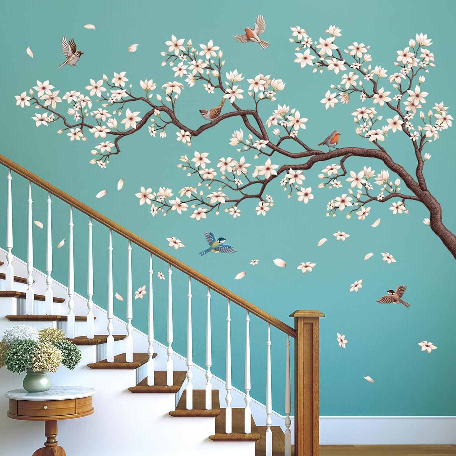 SG4-2317 Oriental Flower Tree Wall Stickers declas Kids Bedroom Cherry Blossom Birds Branch décor