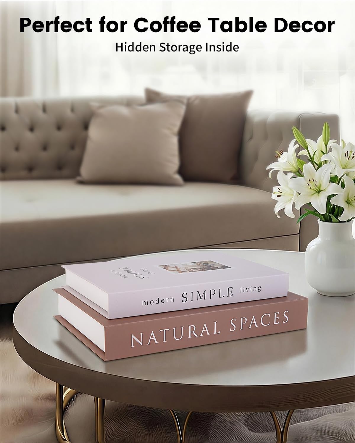 Faux Book Box / Neutral Tones / Set of 2