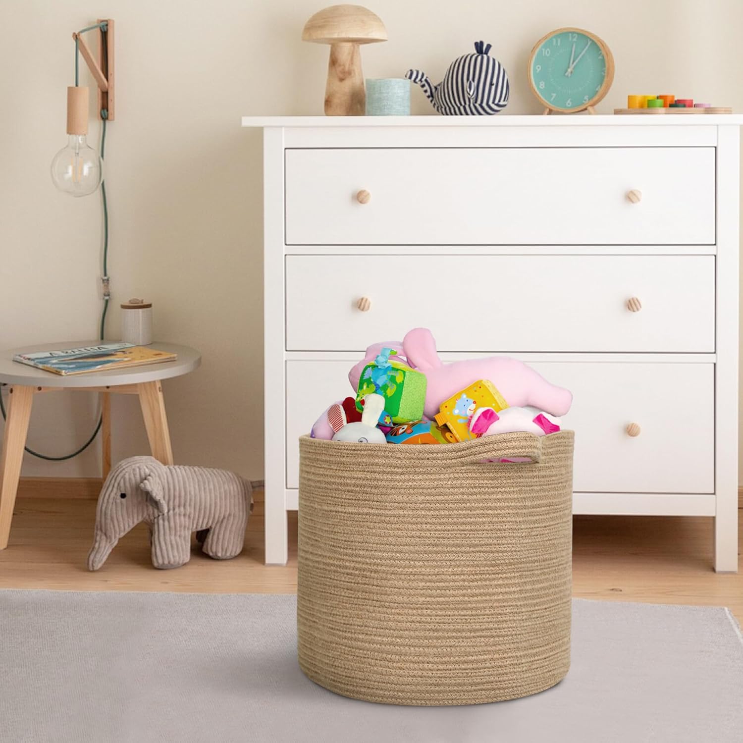 Woven Basket / Large Wicker Storage Basket / Jute / 16 x 14